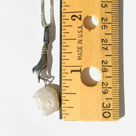 Coin Pearl Sterling Silver Necklace - Picture 5 of 5